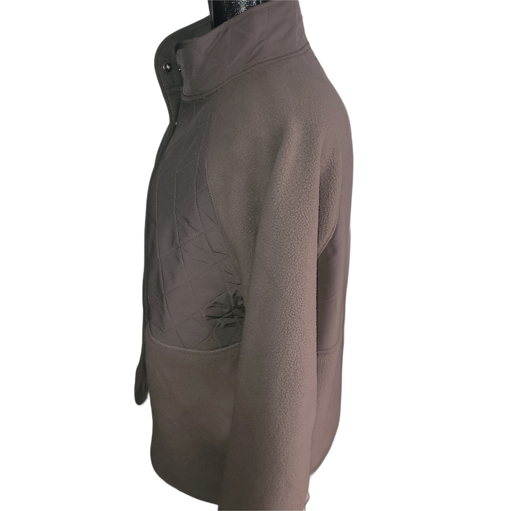 Gap Fit Womens Taupe Quilted Panel Fleece Snap Button-Up Jacket Size XL - Picture 6 of 8
